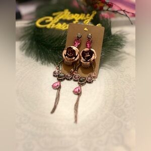 Elegant Rose Gold and Pink Dangle Earrings